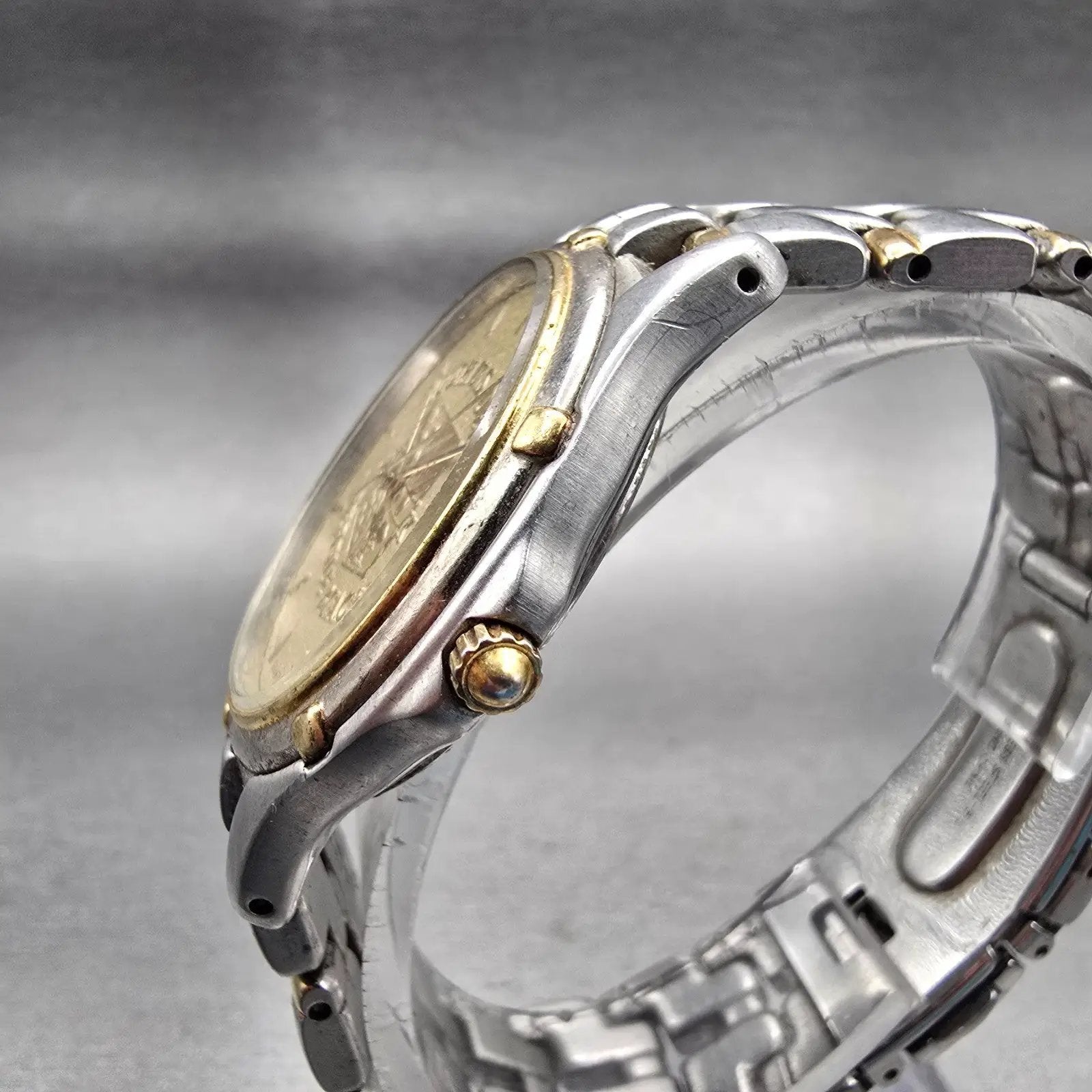 Seiko Watch Men 36mm Champagne Dial Two Tone 7N32-0049 100th US Open New Battery2