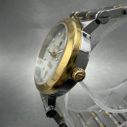 Croton Equator Watch Women 27mm MOP Dial 18K Gold Steel Date New Battery2