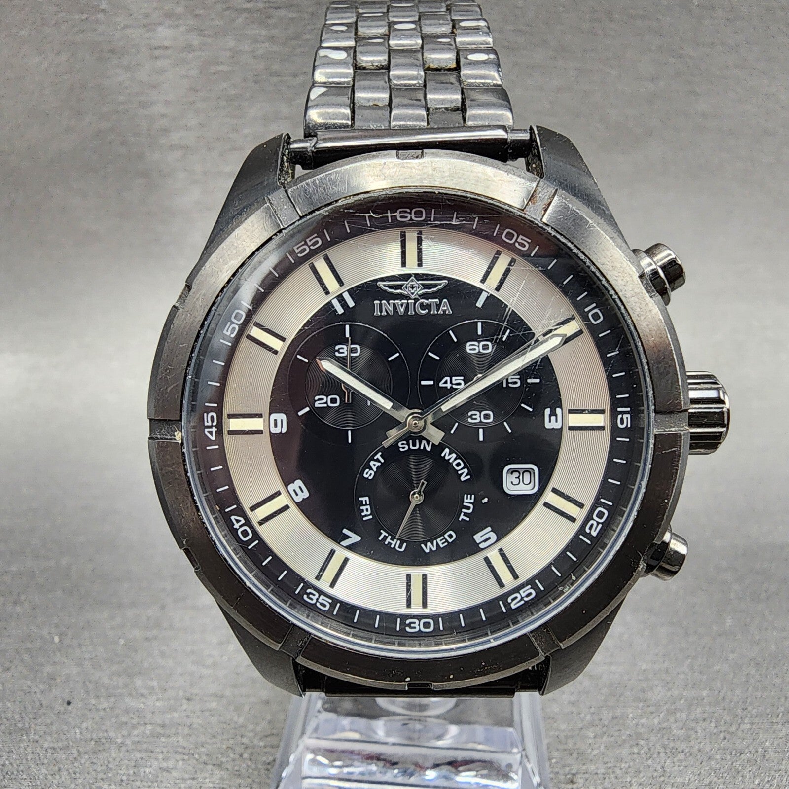 Invicta Specialty Chronograph Watch Men 45mm Black Dial Black 12149 PARTS0