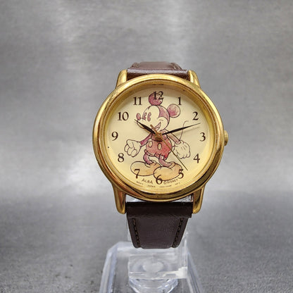 ALBA Mickey Mouse Watch Women 29mm Cream Dial Gold Tone V5016V90 New Battery5