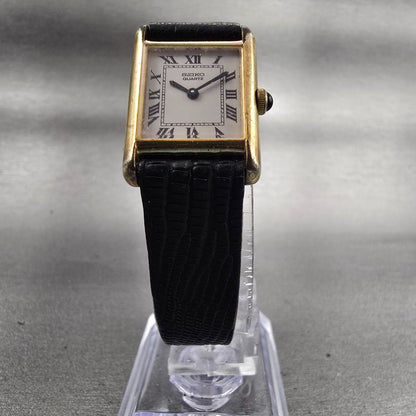 Seiko Tank Watch Women 17mm White Dial Gold Tone Rectangle 1400-5030 New Battery5