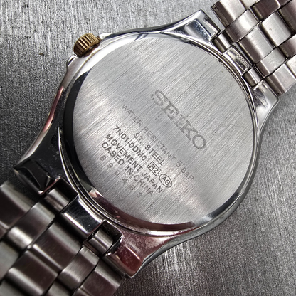 Seiko Watch Men 34mm White Dial Silver Round 7N01-0DM0 New Battery Bracelet JDM10
