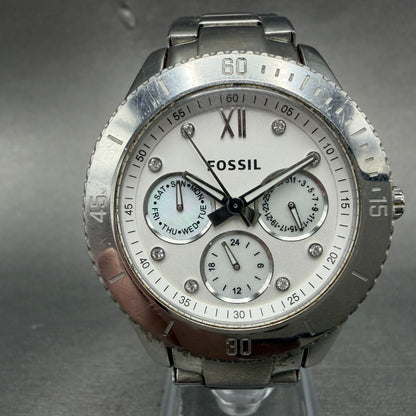 Fossil Stella Watch Women 38mm MOP Dial Steel Daydate ES3098 Round New battery0