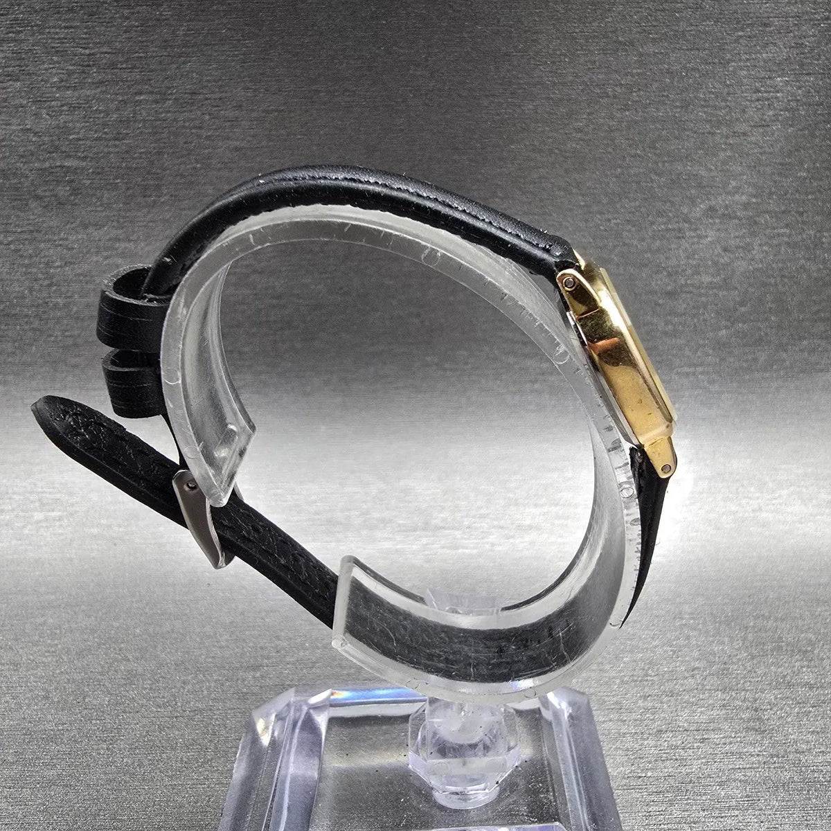 Citizen CQ Watch Women 17mm Black Dial Gold Tone Oval 3220 New Battery VTG E#8