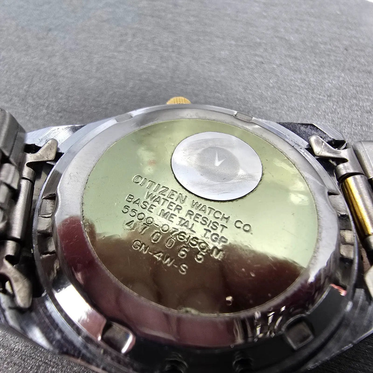 Citizen CQ President Watch Men 35mm Black Dial Two Tone Daydate Round New Batt9