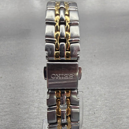 Seiko Watch Women 25mm Silver Dial Two Tone Date Round 7N82-0AT0 New Battery VTG7