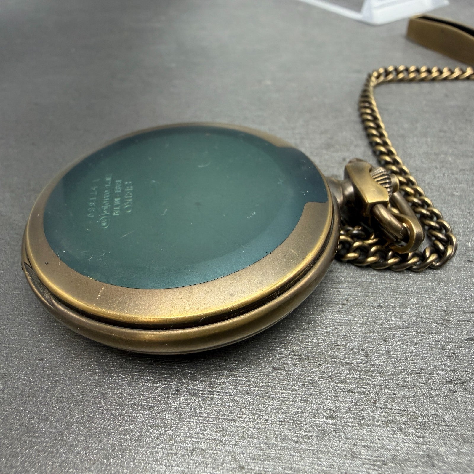 Seiko Pocket Watch Men 45mm White Dial Bronze Tone Round 7N21-0A10 New Battery9
