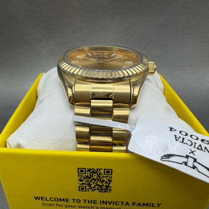Invicta Specialty Watch Men 41mm Gold Dial Gold Tone Round Fluted Bezel 690042