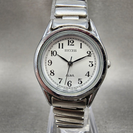 Seiko Alba Success Watch Women 25mm White Dial Silver Tone V7011l70 New Battery0