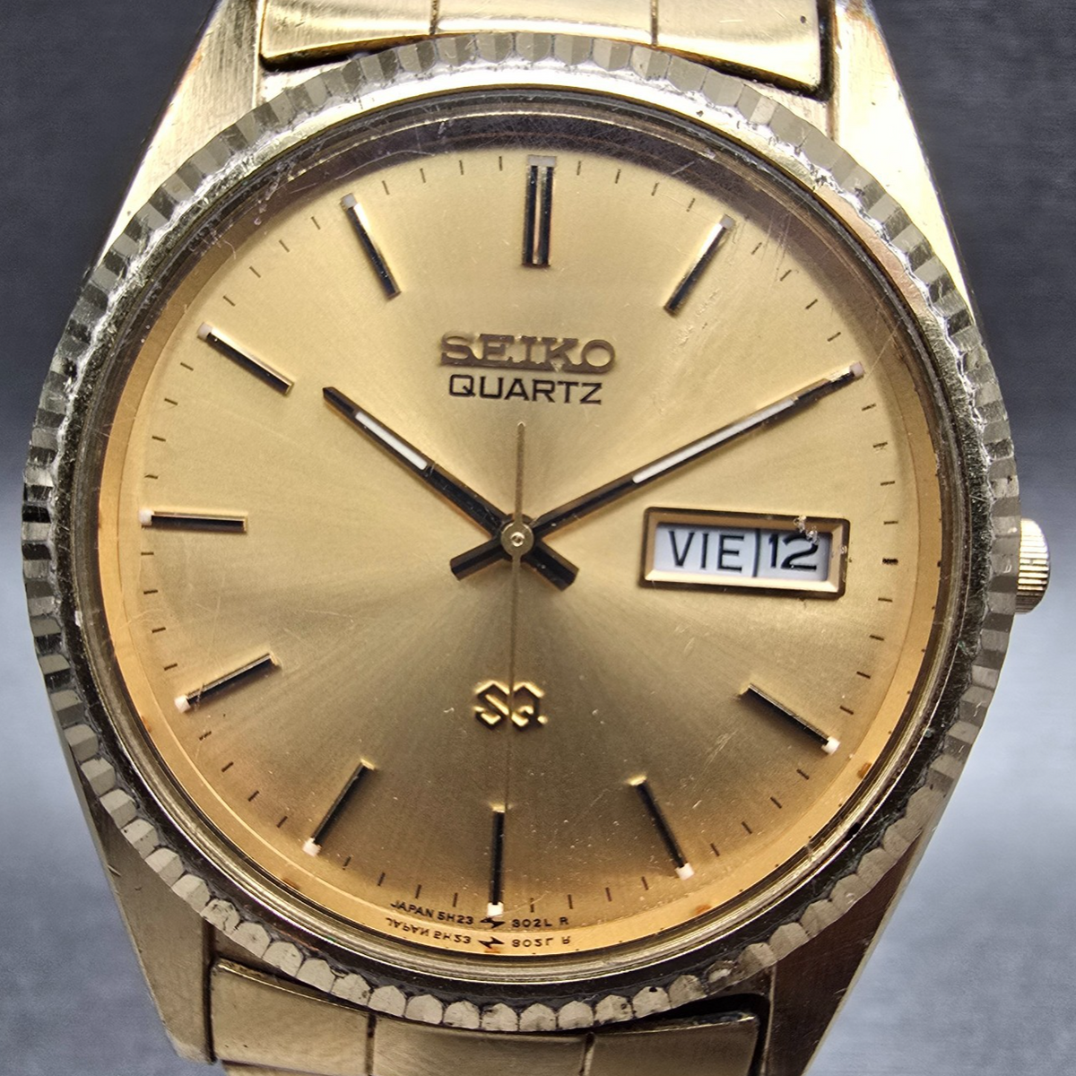 Seiko President Watch Men 36mm Gold Dial Gold Tone Daydate 5H23-8029 New Battery1