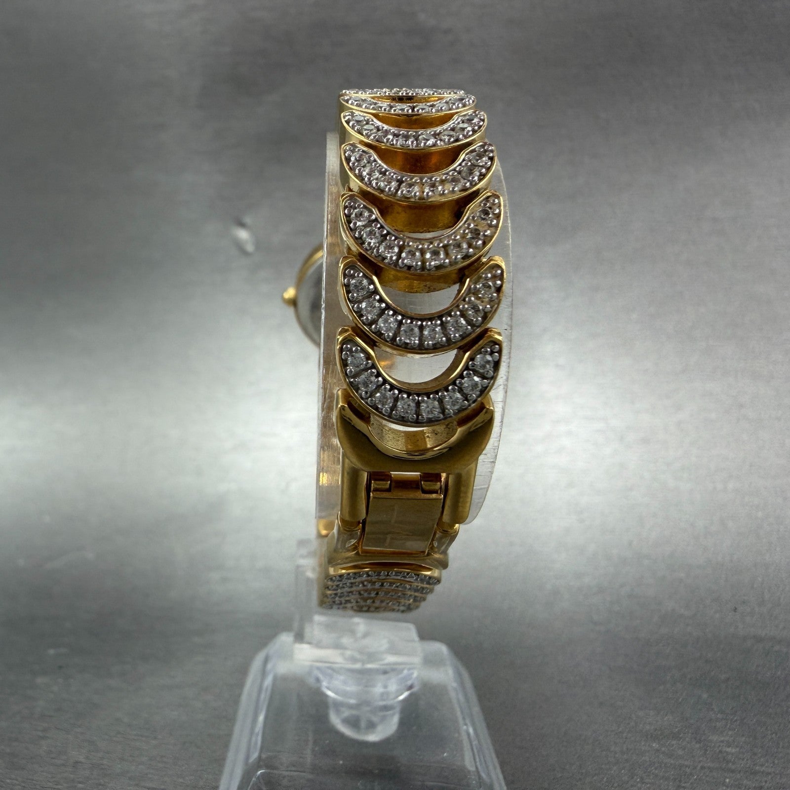 Wittnauer Watch Women 22mm MOP Dial Gold Tone Round Crystal Accents New Battery7