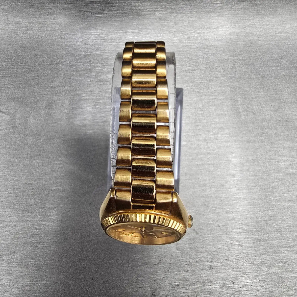 Seiko President Watch Women 24mm Gold Dial Gold Daydate 7N83-0041 New Battery4