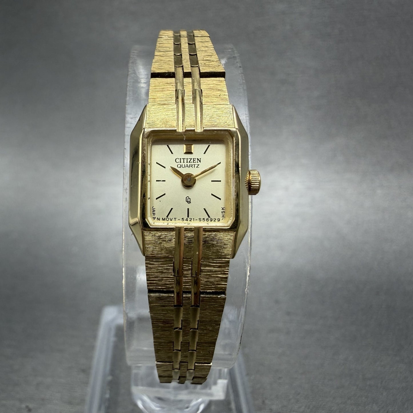 Citizen CQ Tank Watch Women 13mm Champagne Dial Gold Tone Octagon New Battery AB0