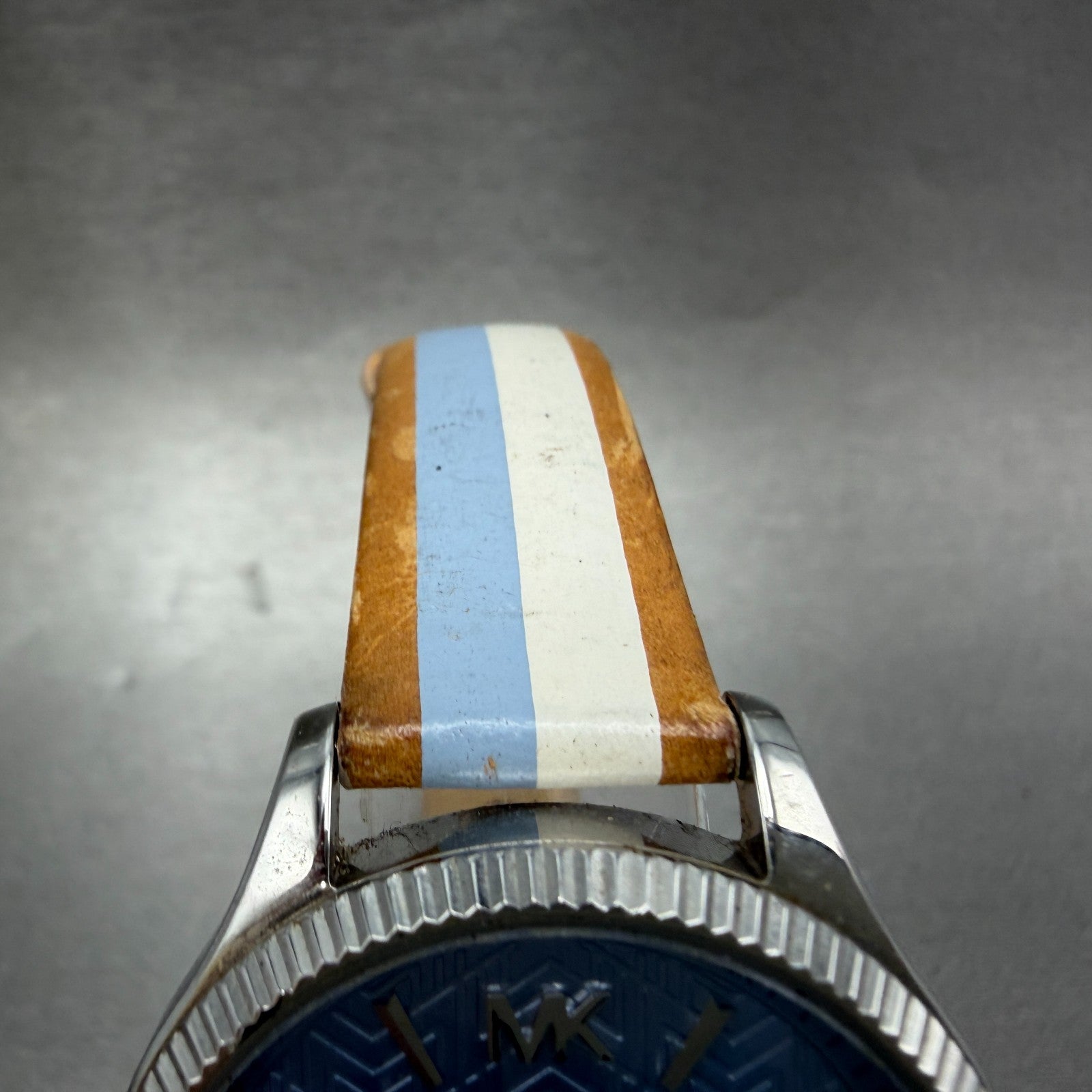 Michael Kors Lexington Watch Women 36mm Blue Dial Silver Tone MK-2807 New Batt3