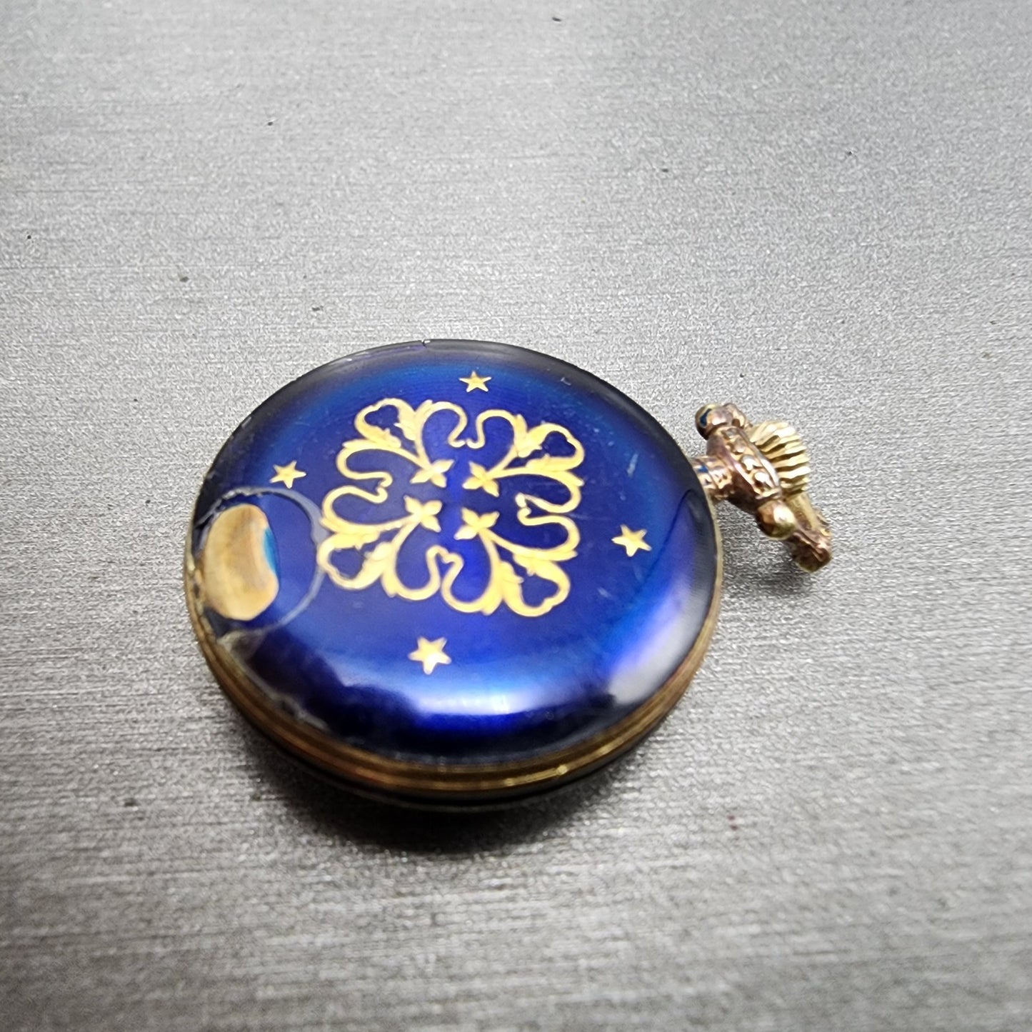 Seiko Pendent Watch Women 23mm Blue Dial Gold & Blue Tone Manual 210380 Runs6