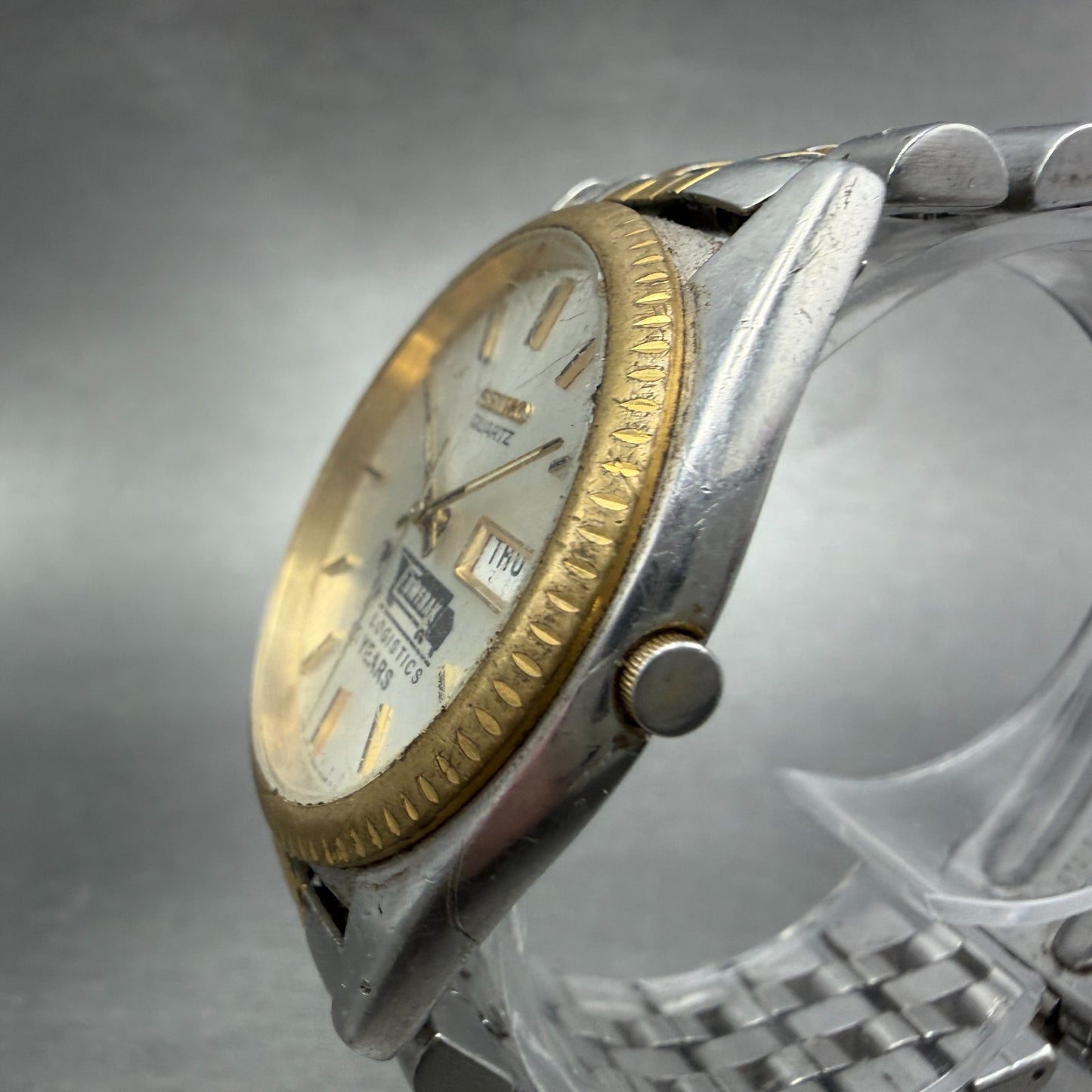 Seiko President Watch Men 36mm Silver Dial Two Tone Daydate 7n43-8111 NewBatt MQ2