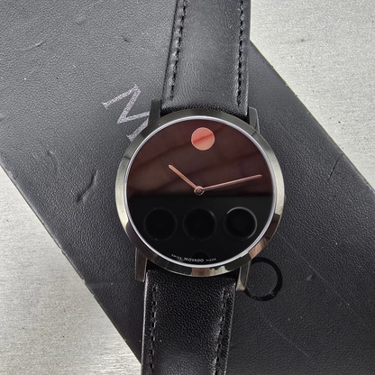 Movado Museum Watch Men 40mm Black Dial Black Tone 84 G1 1855.A New Battery0