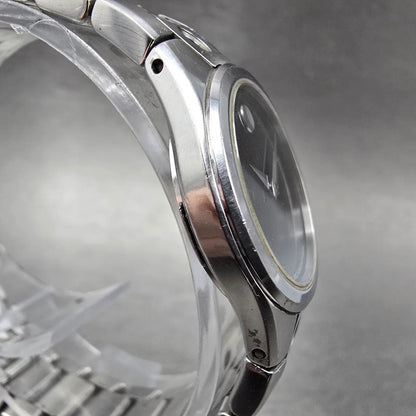 Movado Valeto Watch Women 25mm Black Dial Silver Tone 84 G4 1843 New Battery3