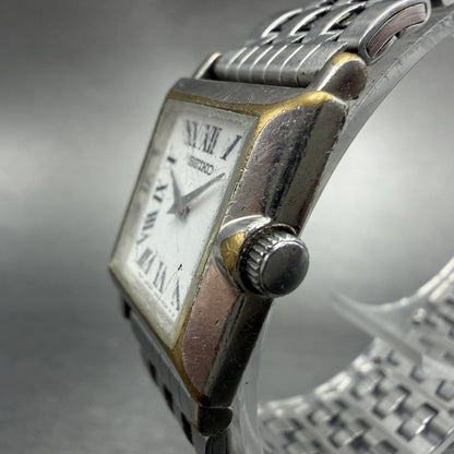 Seiko Tank Watch Women 20mm White Dial Silver Tone Square V400-6530 New Battery2