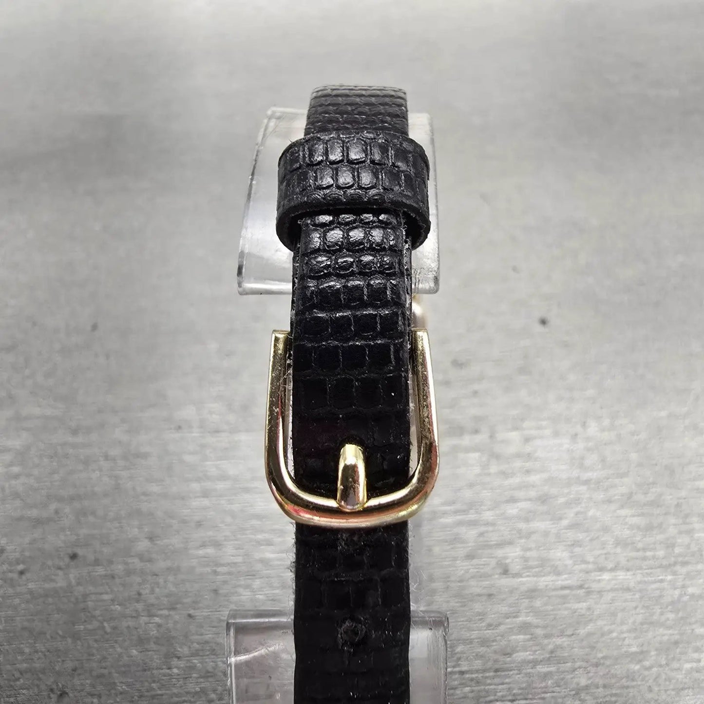 Seiko Watch Women 17mm Black Dial Gold Tone Rectangle 4N00-5129 New Battery VTG7