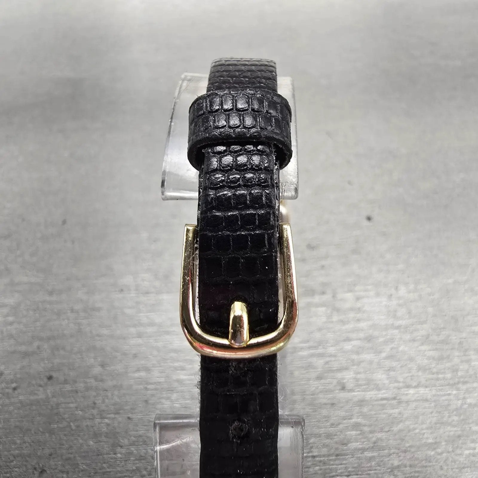 Seiko Watch Women 17mm Black Dial Gold Tone Rectangle 4N00-5129 New Battery VTG7