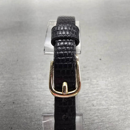 Seiko Watch Women 17mm Black Dial Gold Tone Rectangle 4N00-5129 New Battery VTG7