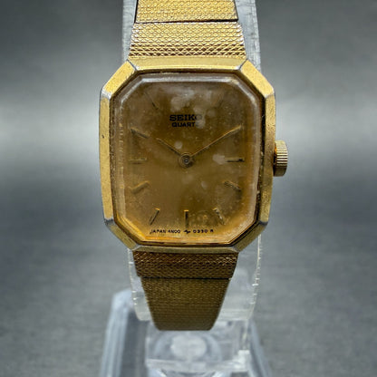 Seiko Watch Women 17mm Champagne Dial Gold Tone Octagon 4N00-5139 New Batt VTG 30