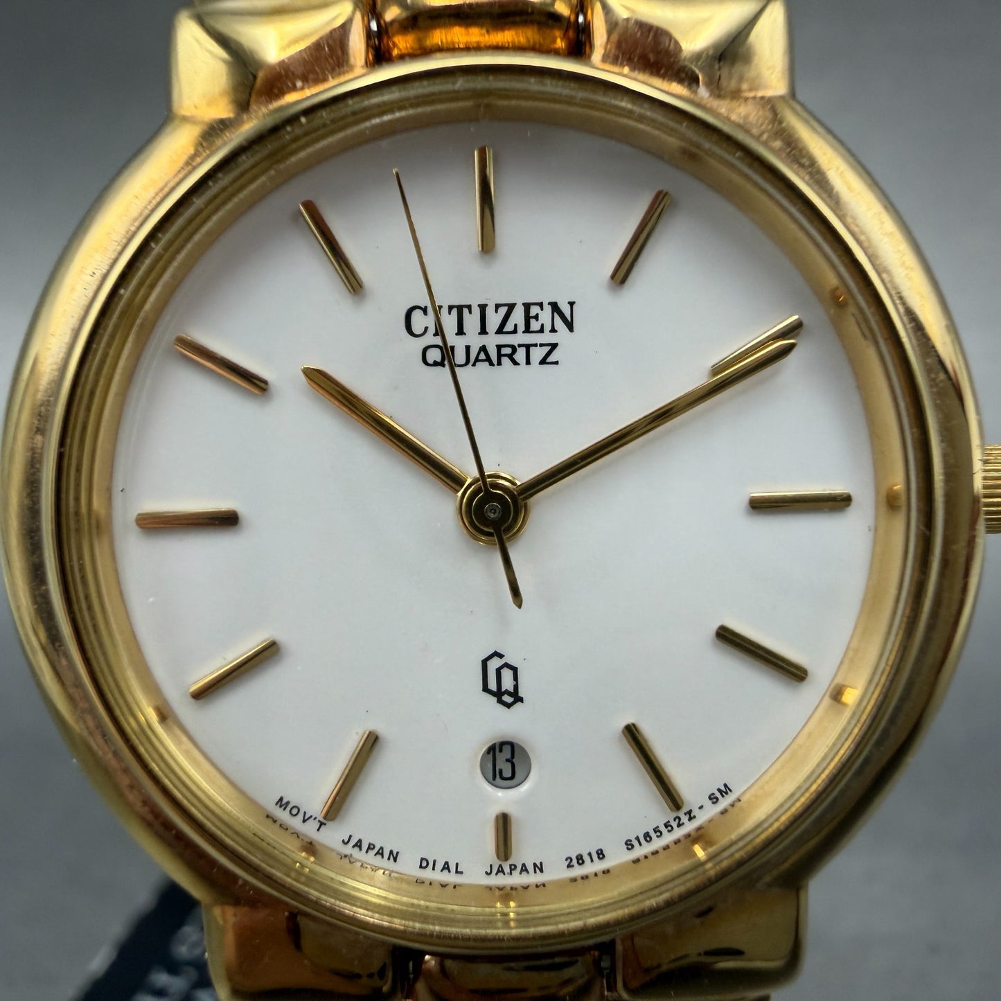 Citizen Watch Unisex 30mm White Dial Gold Tone Date Round 2818 New Battery NOS1