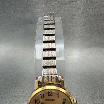 Seiko Watch Women 20mm Champagne Dial Gold Tone Manual 110039 Runs4