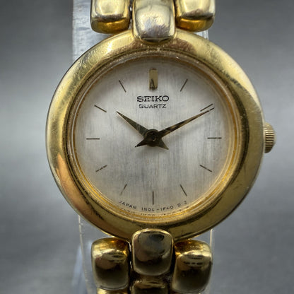 Seiko Watch Women 20mm Silver Dial Gold Tone Round 1N00-0D79 New Battery1
