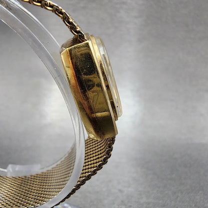 Bulova Accutron Watch Women 18mm Gold Dial Gold Filled Rectangle New Battery