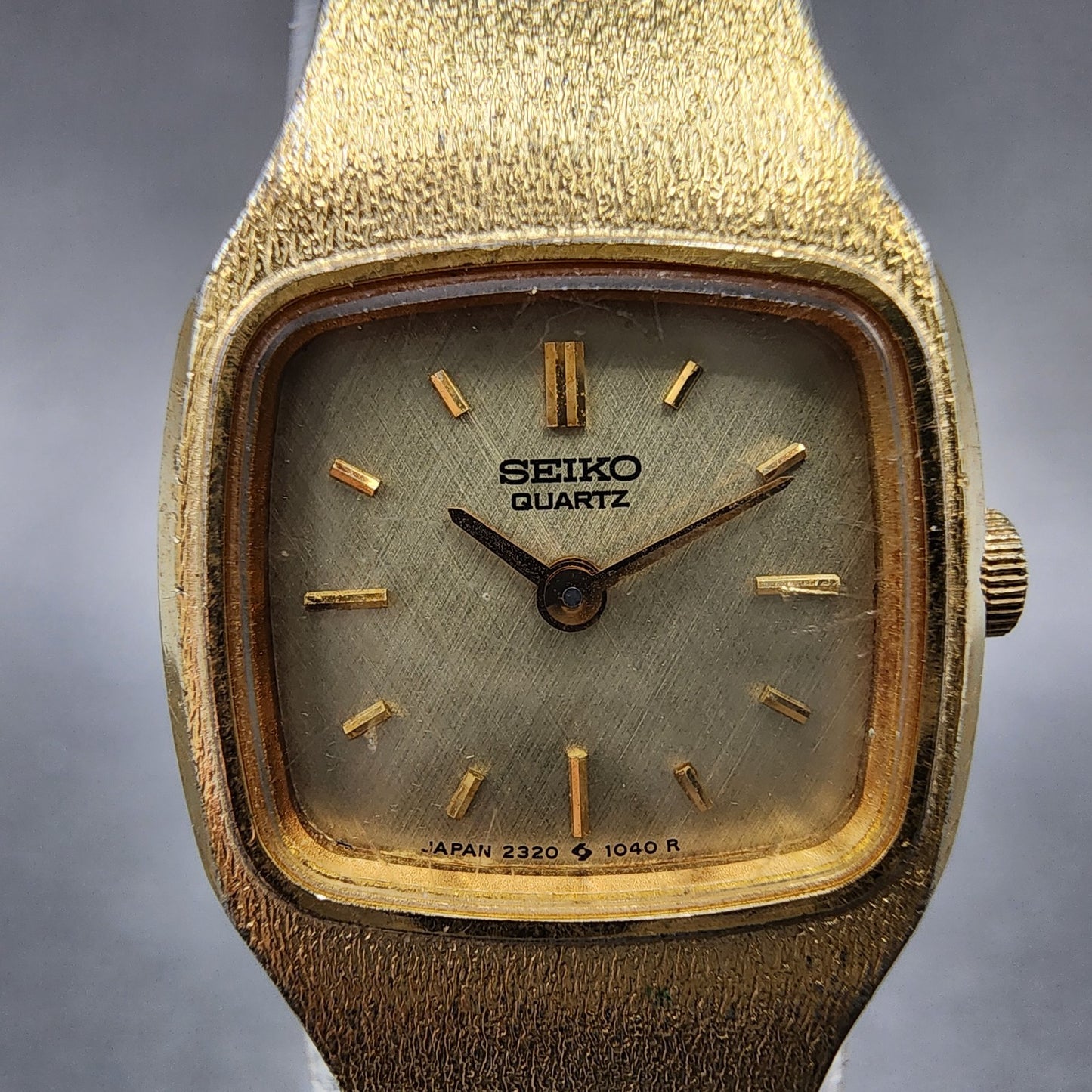 Seiko Watch Women 18mm Champagne Dial Gold Tone Rectangle 23205269 New Battery1