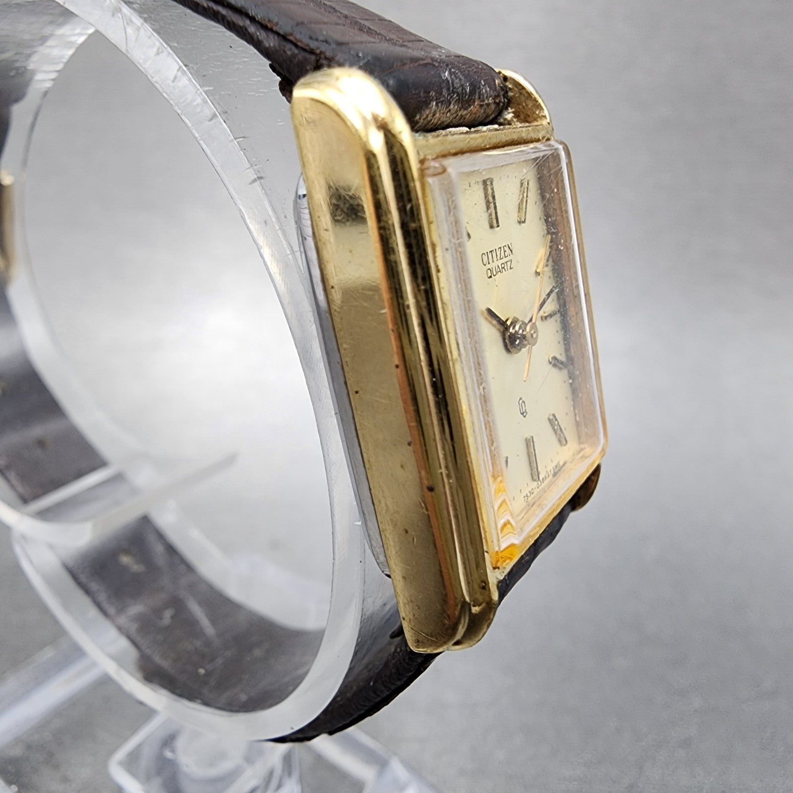 Citizen CQ Tank Watch Women 19mm Champagne Dial Gold Tone 7530041909 NewBattery3