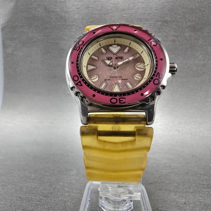 Citizen Sporte Dive Watch Women 35mm Pink Dial Silver Tone Round New Battery5