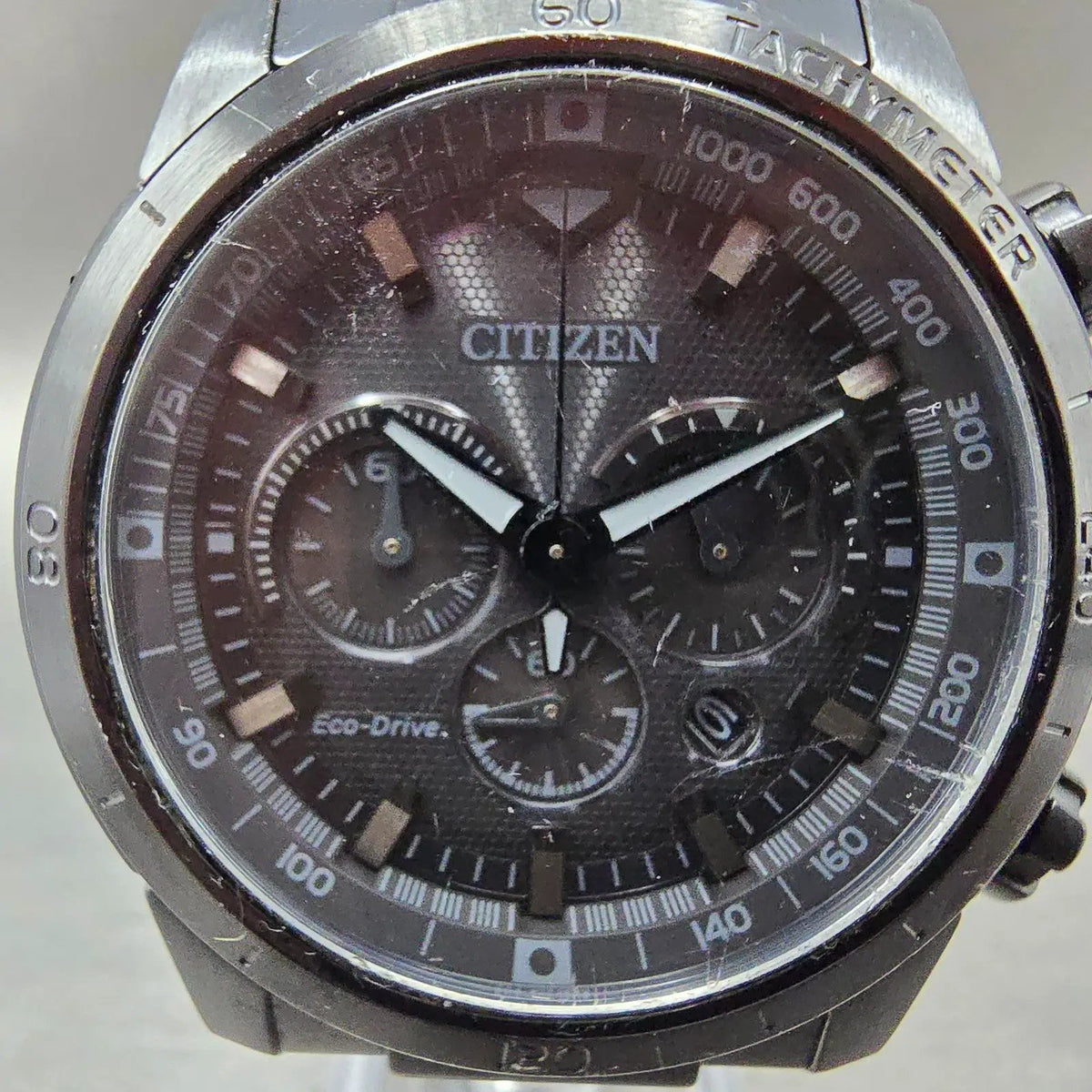 Citizen Ecosphere Chronograph Watch Men 48mm Black Dial Black Date CA4184-81E1
