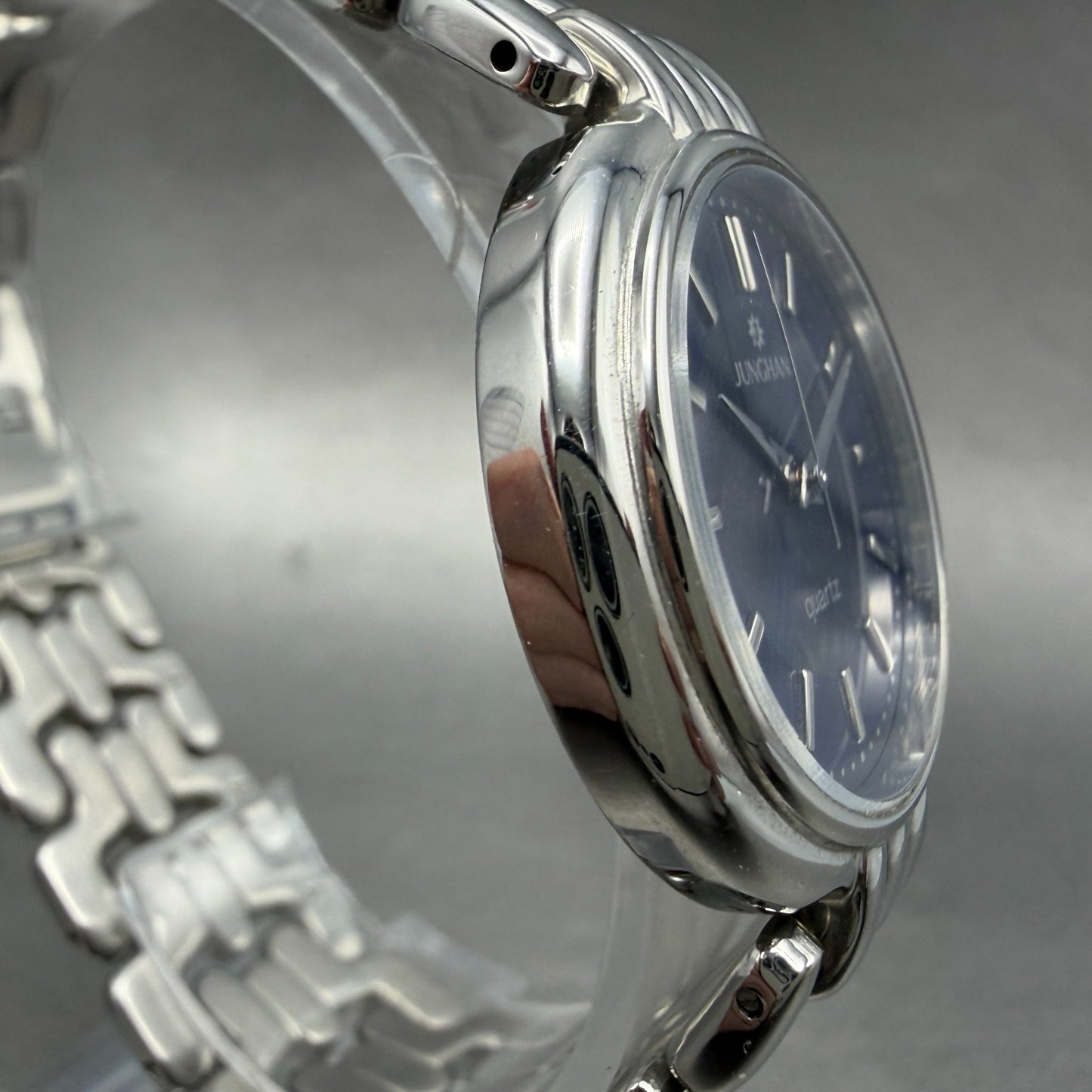 Junghans Watch Men 34mm Blue Dial Silver Tone Round JY-703M New Battery3