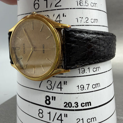 Seiko Dolce Watch Men 32mm Champagne Dial Gold Tone 8N41-6060 New Battery10
