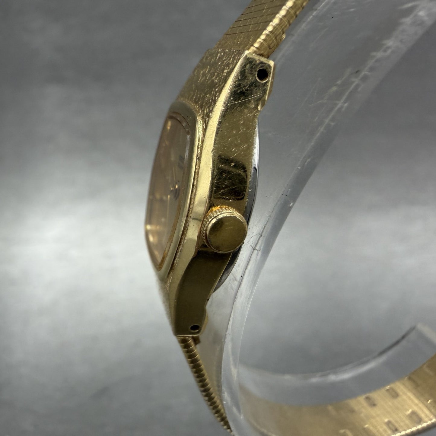 Seiko Watch Women 25mm Gold Dial Gold Tone Hexagon Vintage 2C215149 New Bat TZ02