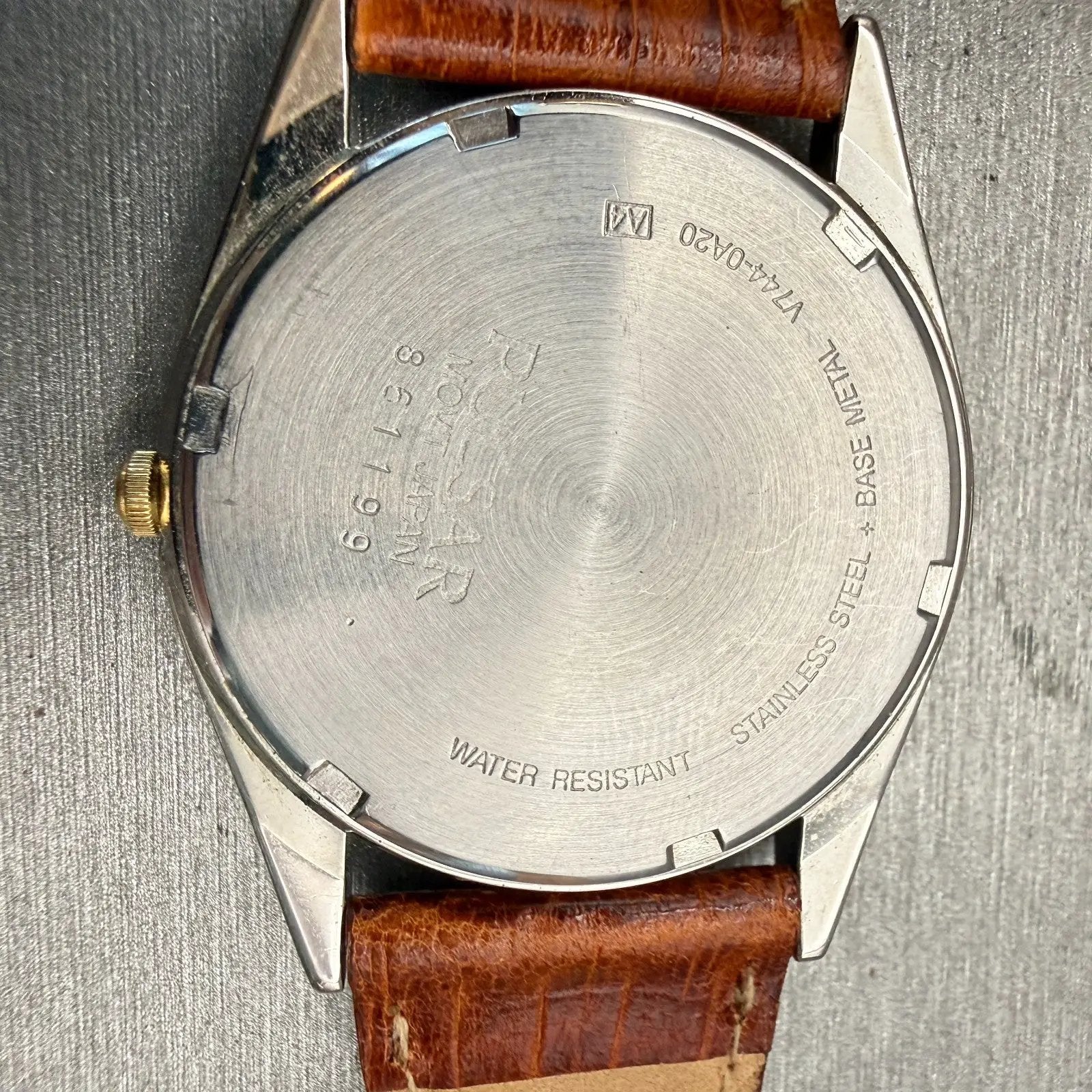 Pulsar President Watch Men 35mm Champagne Dial Two Tone Date V744-0A20 New Bat10