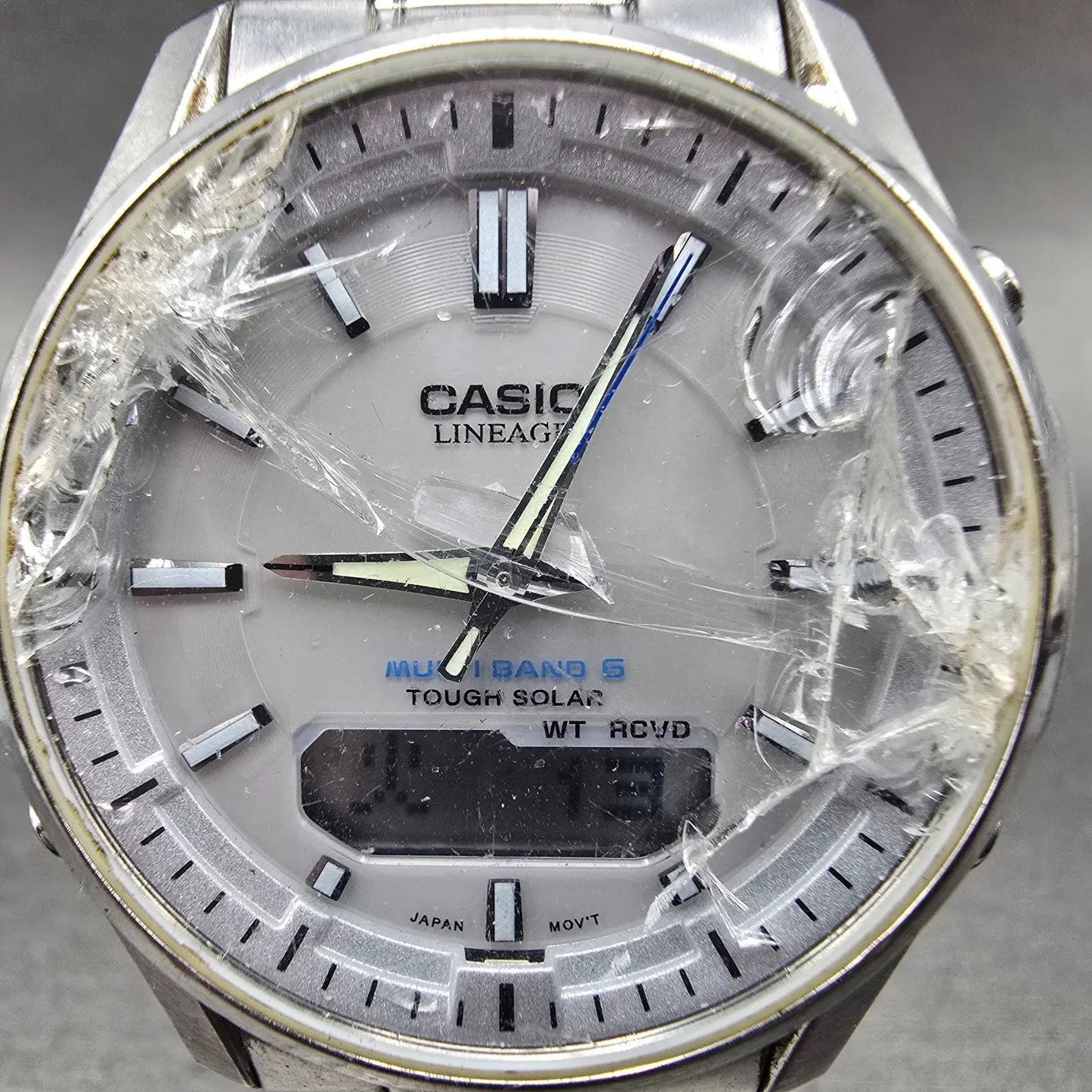 Casio Lineage Watch Men 40mm White Dial Steel Analog Digital Solar LCW-M100 Runs1