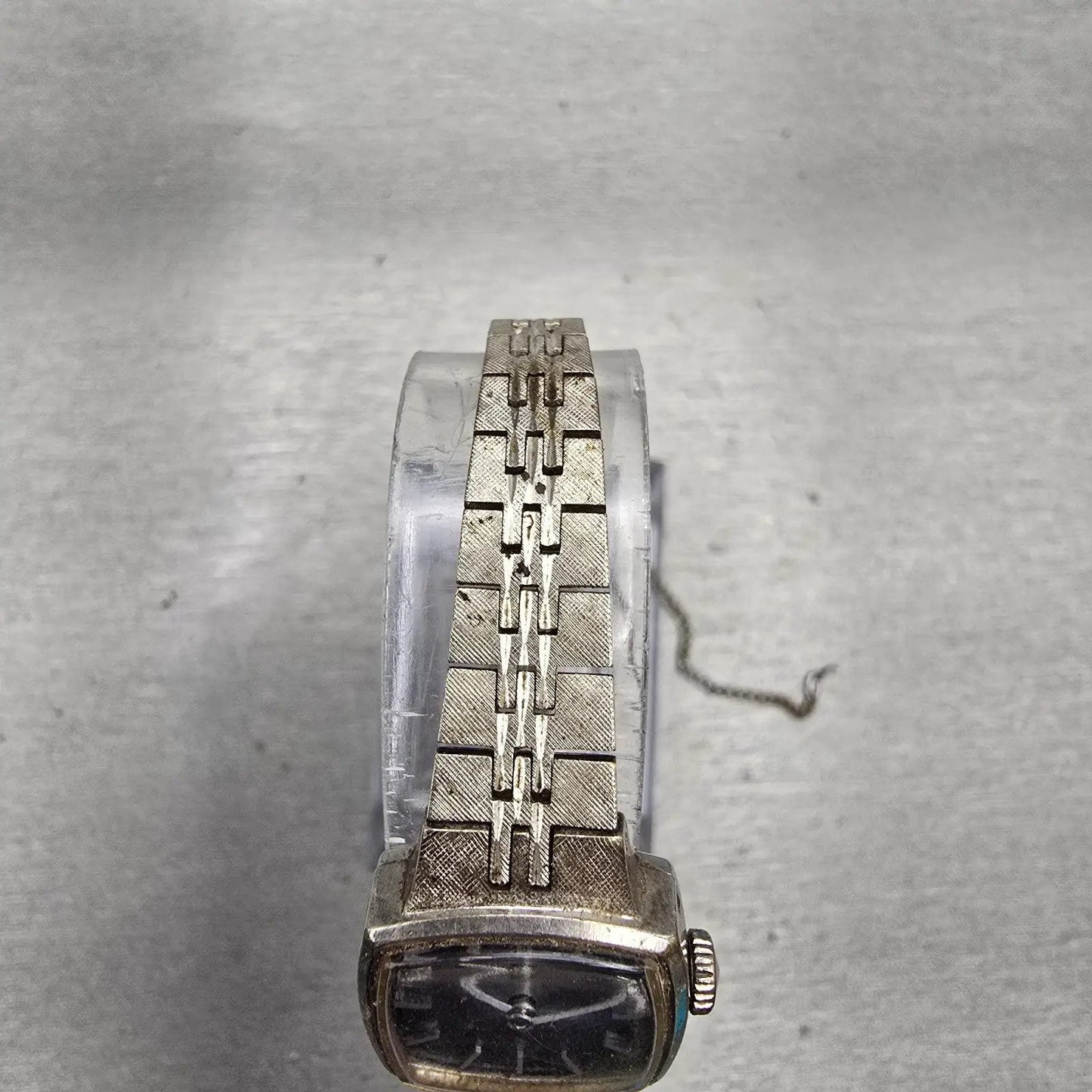 Seiko Watch Women 19mm Blue Dial Silver Tone Rectangle Manual 11-3679 Works4