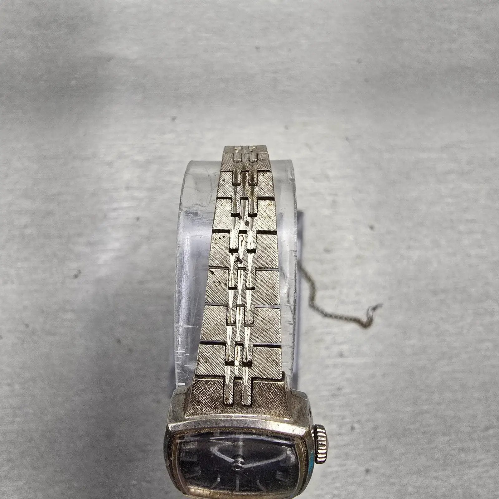 Seiko Watch Women 19mm Blue Dial Silver Tone Rectangle Manual 11-3679 Works4