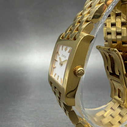 Zodiac Tank Watch Women 21mm White Dial Gold Tone Rectangle Z03201 New Battery2