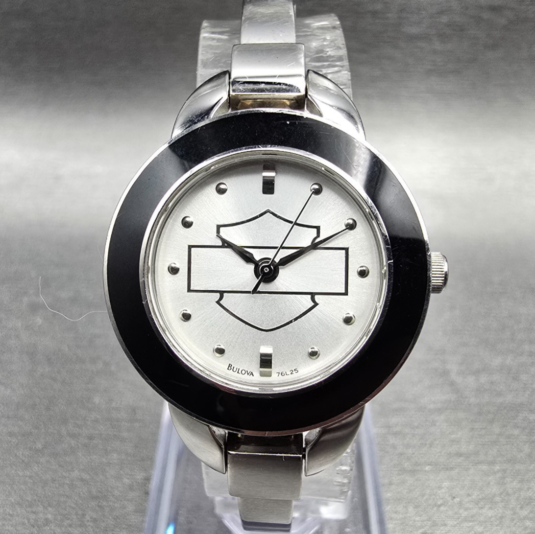 Bulova Harley-Davidson Watch Women 26mm Silver Dial Silver Tone 76L25 New Batt0