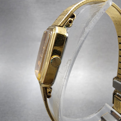 Seiko Tank Watch Women 14mm Champagne Dial Gold Tone 13205770 New Battery2