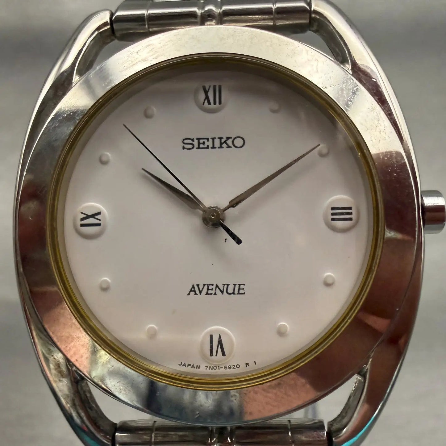 Seiko Avenue Watch Men 32mm White Dial Silver Tone Round 7N01-6680 New Battery1