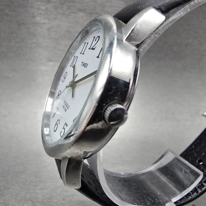 Timex Easy Reader Watch Men 35mm White Dial Silver Tone Round New Battery NJN2