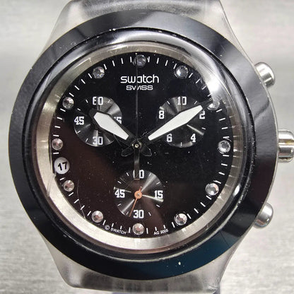 Swatch Irony Diaphane Full Blooded Nigth Watch Men Chrono SVCK4035AG New Battery1