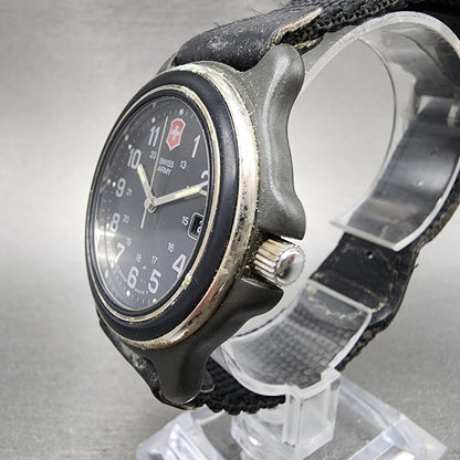 Swiss Army Watch men 39mm Black Dial Black Tone Date Round  New Battery2