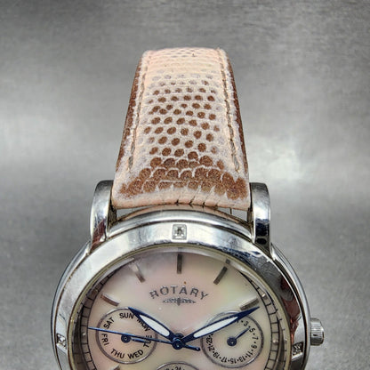 Rotary Rocks Watch Women 35mm MOP Dial Steel Daydate Round Diamond New Battery4